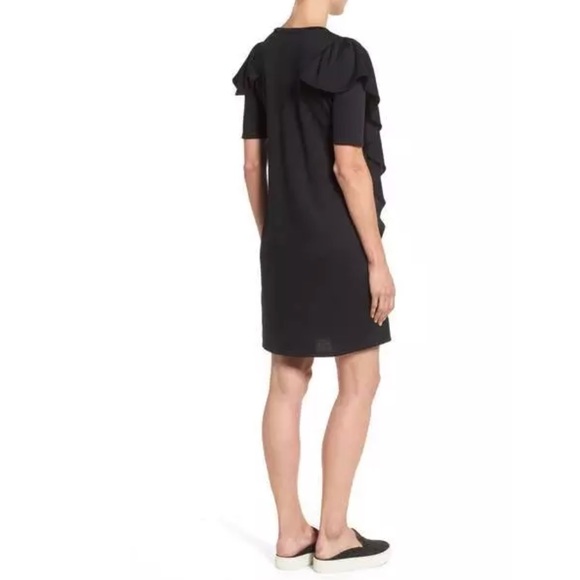 Halogen Black Ruffle Sweatshirt Dress - Picture 2 of 7